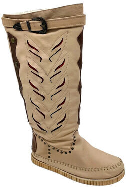 Dingo Womens Leather Moccasin Boots Mohawk Natural - Medium
